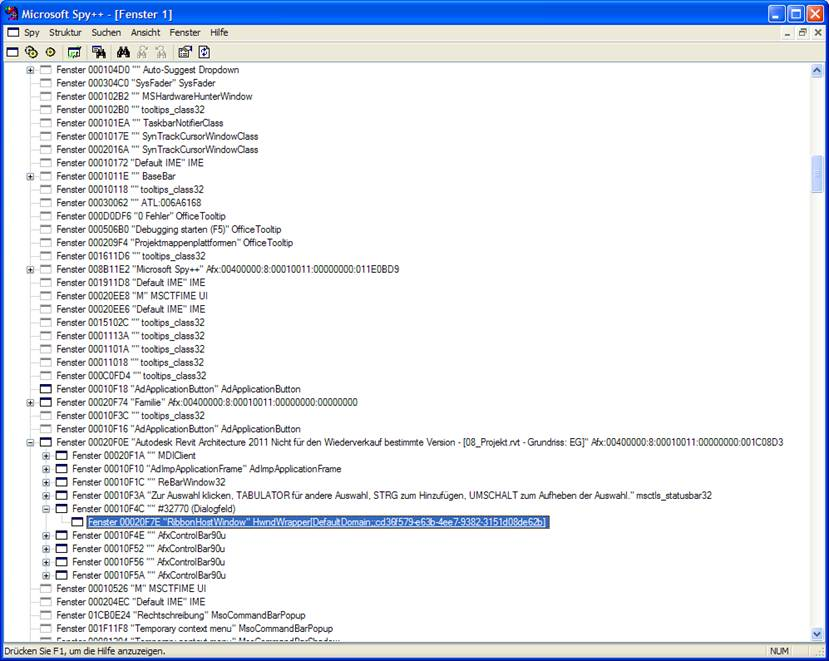 Ribbon bar in Spy++