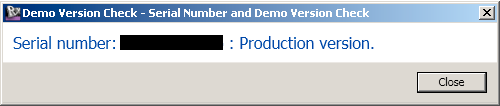 Serial number and demo mode report