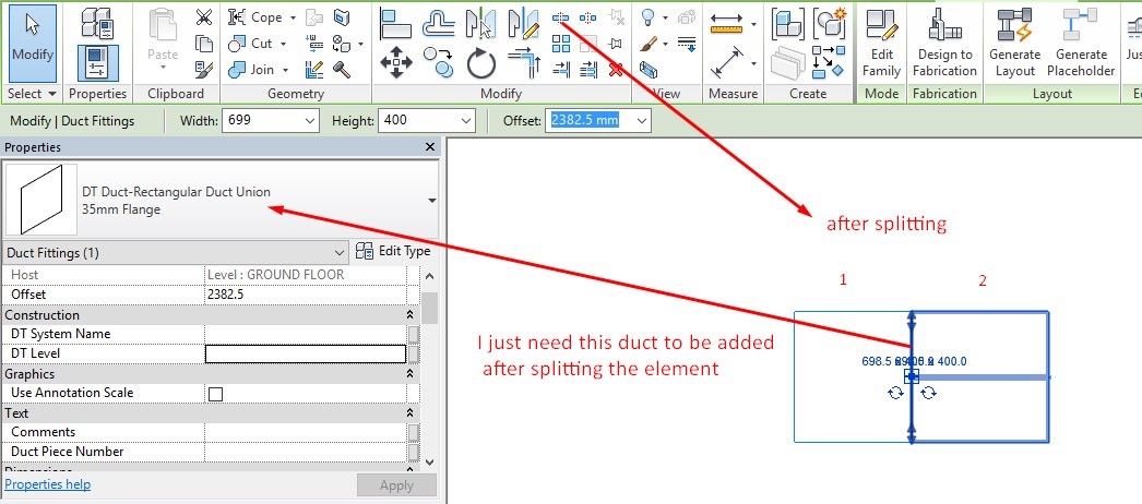 Splitting duct