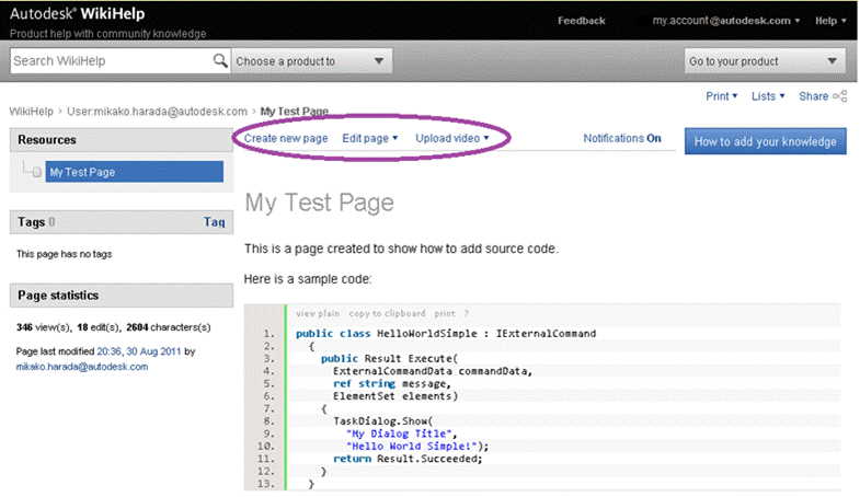Create new page