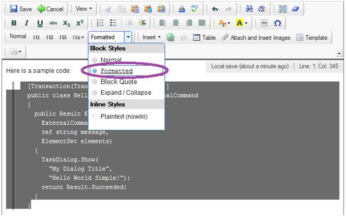 Formatted code