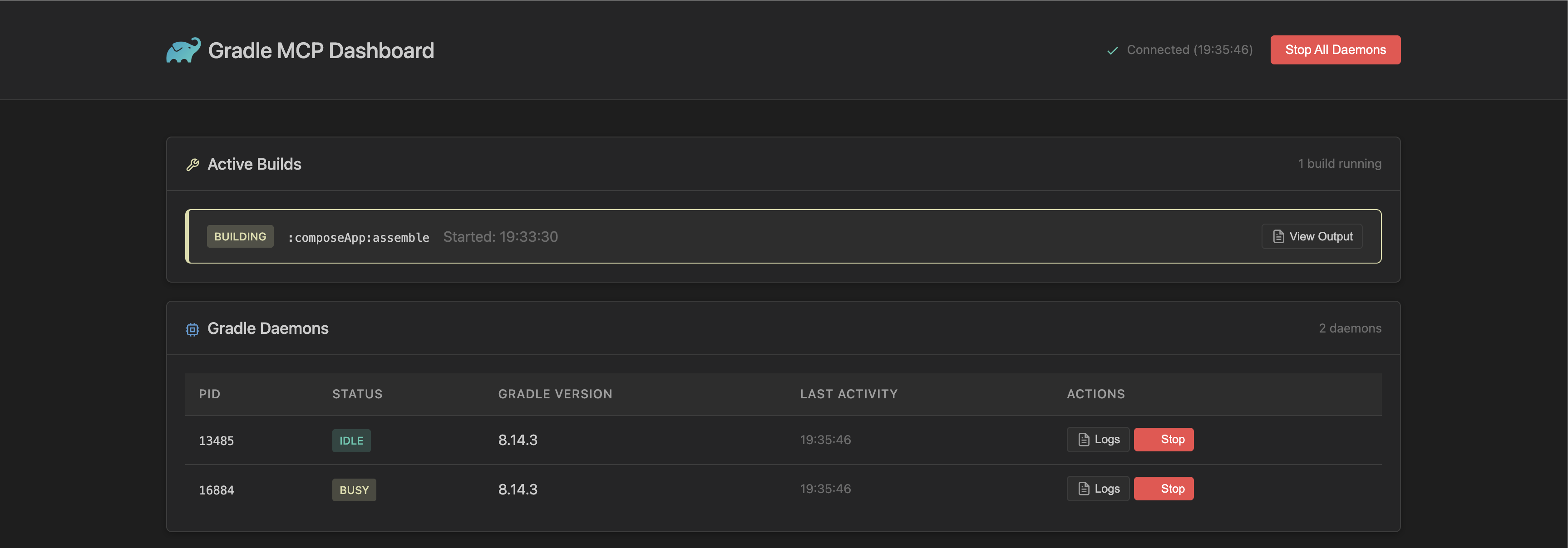 Gradle MCP Dashboard