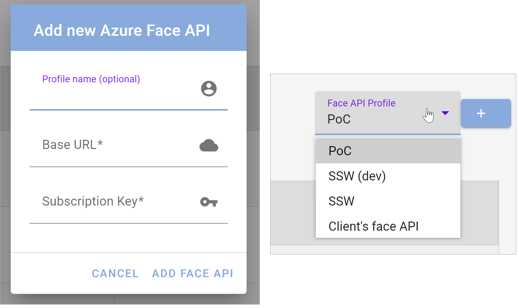 Create and switch between profiles linked to Azure Face API.