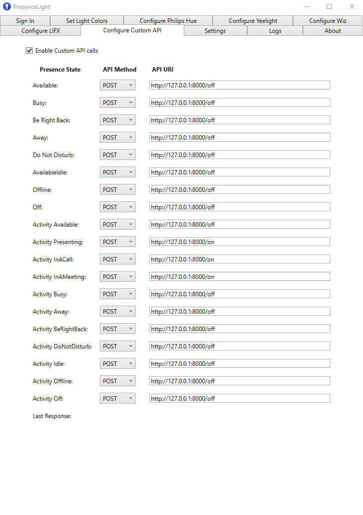 Example Custom API Config