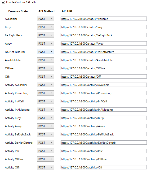 Example Custom API Config