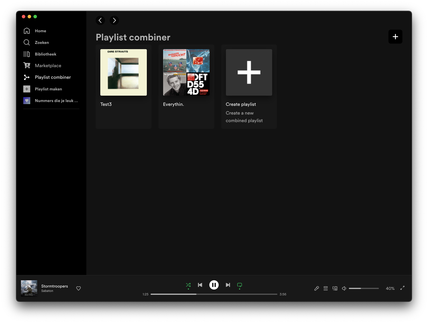 combined playlists home page