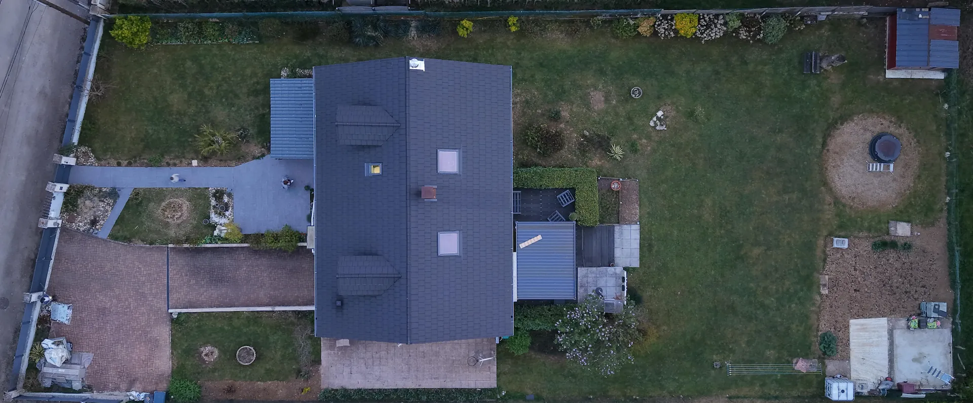 Vue aérienne d'une maison