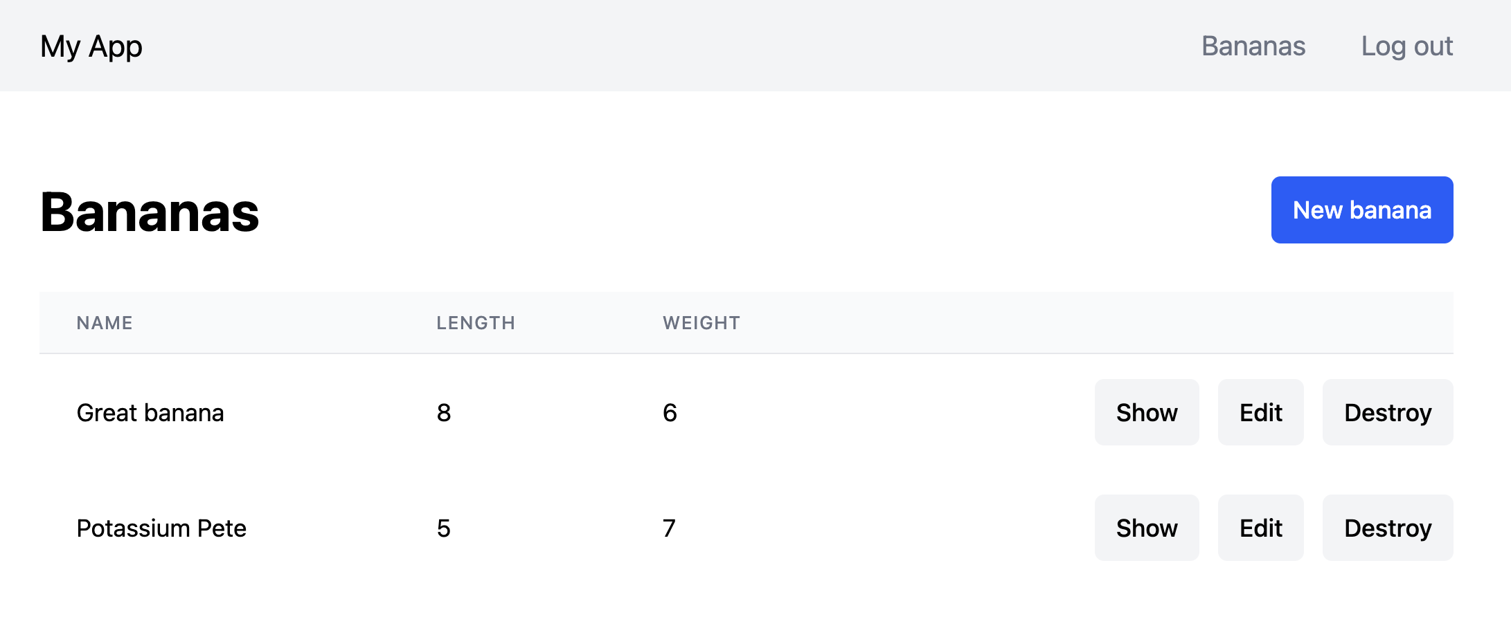 Screenshot of an app generated with Ace Template