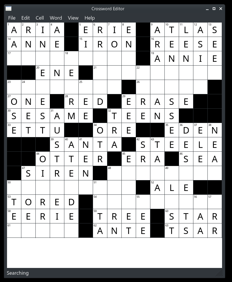 screenshot of crossword-gui