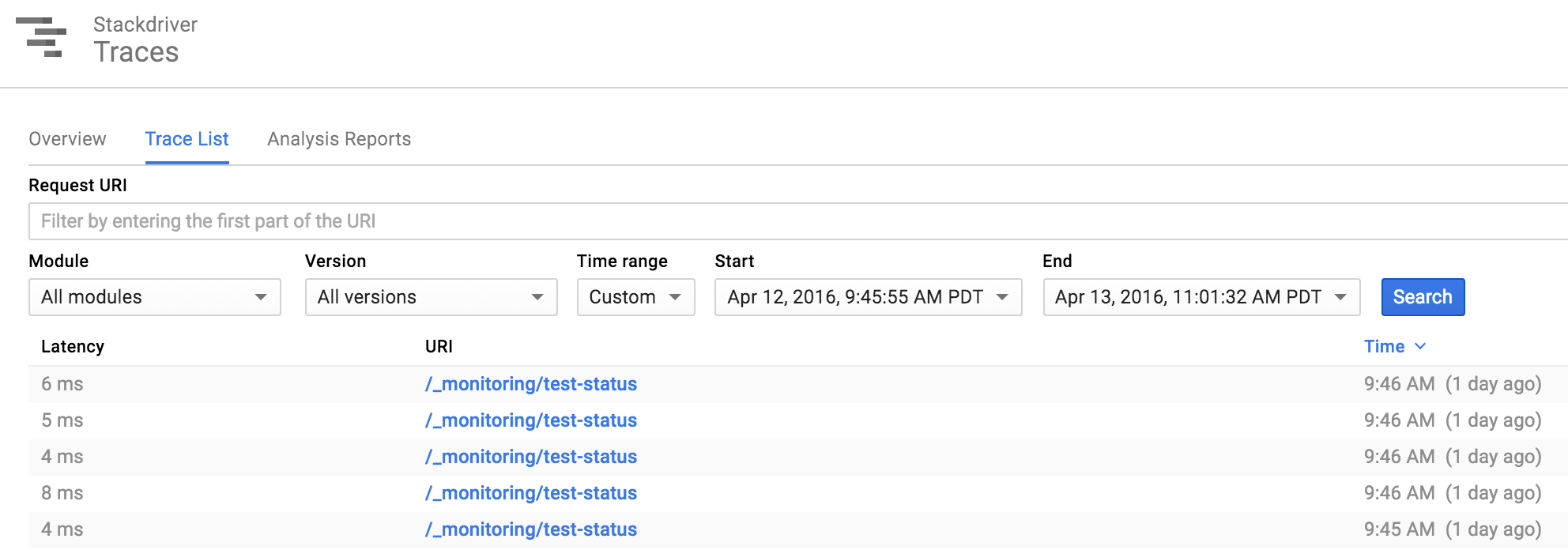 Trace List