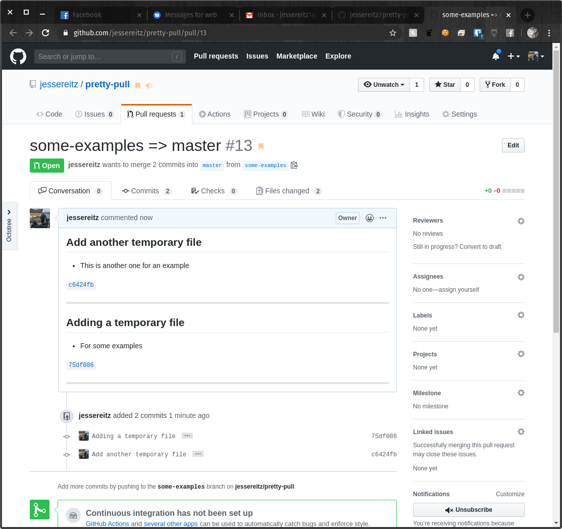 screenshot of pull request