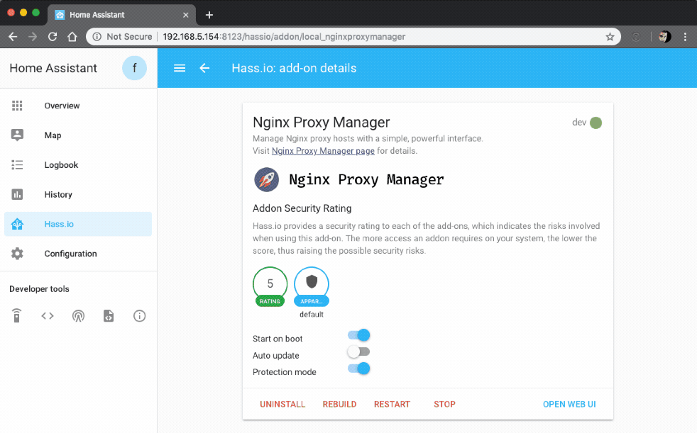 The Nginx Proxy Manager Hass.io add-on