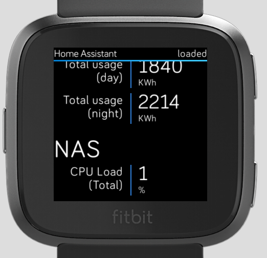 Screenshot of Home Assistant on Fitbit