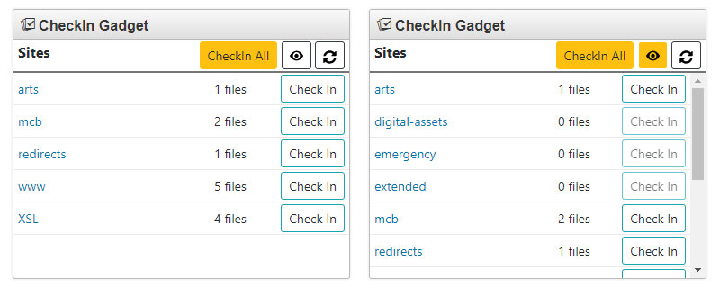 two demos of what the checkin gadget looks like