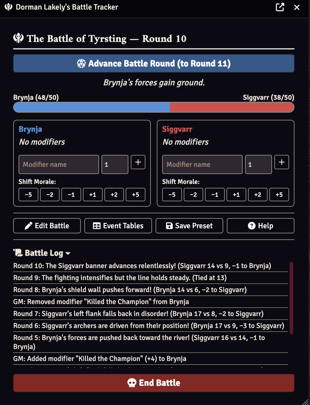 GM Battle Tracker Interface