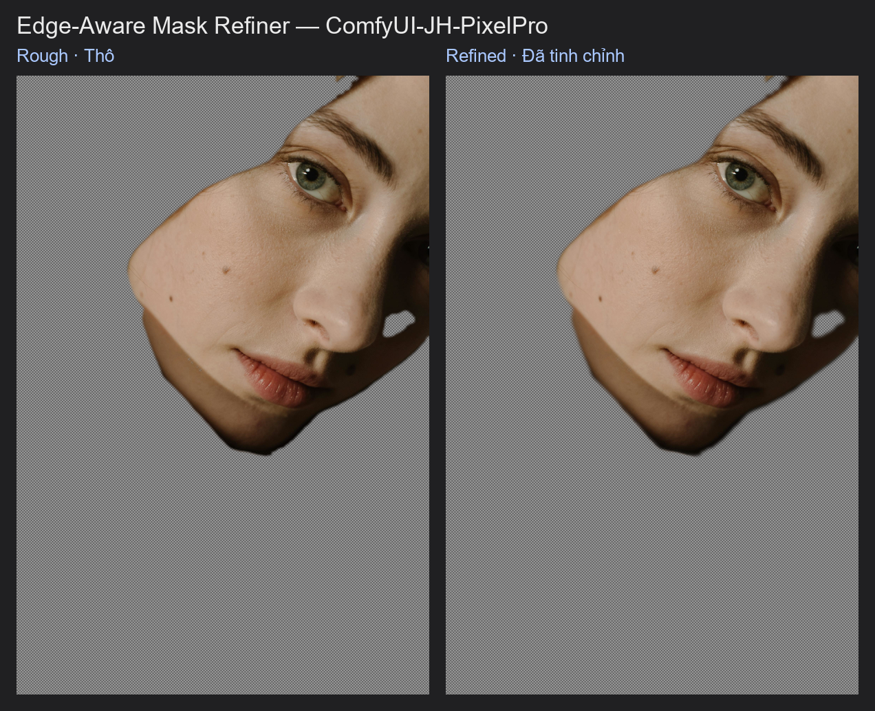 Kết quả: Workflow mẫu Edge-Aware Mask Refiner