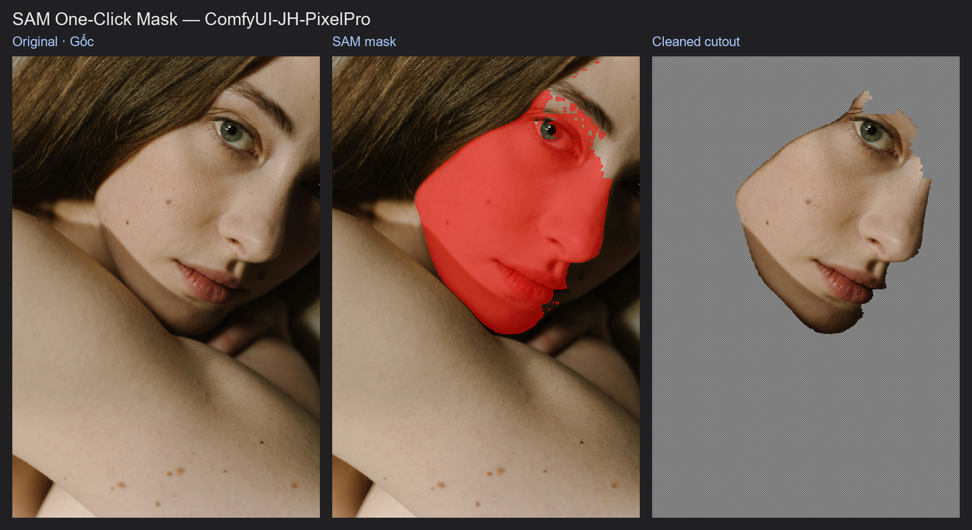 Result: SAM One-Click Mask example workflow