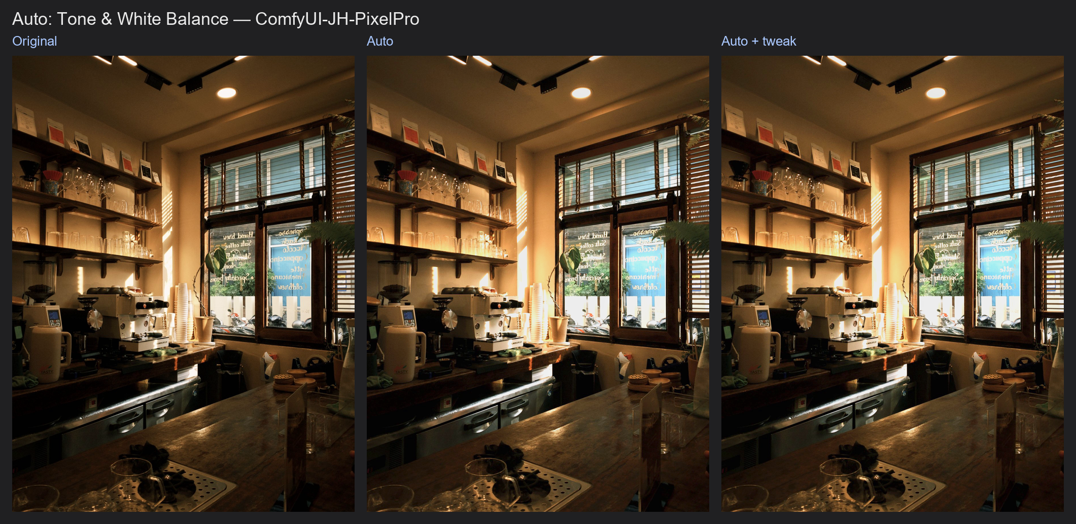 Result: Auto Tone example workflow