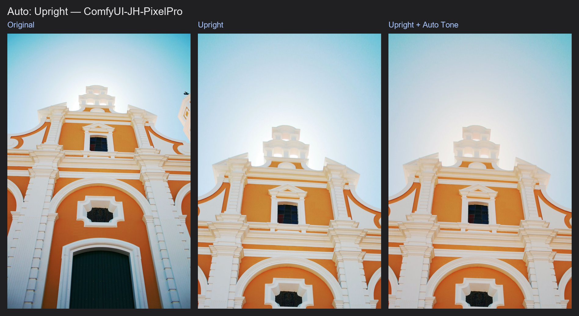Result: Auto Upright example workflow