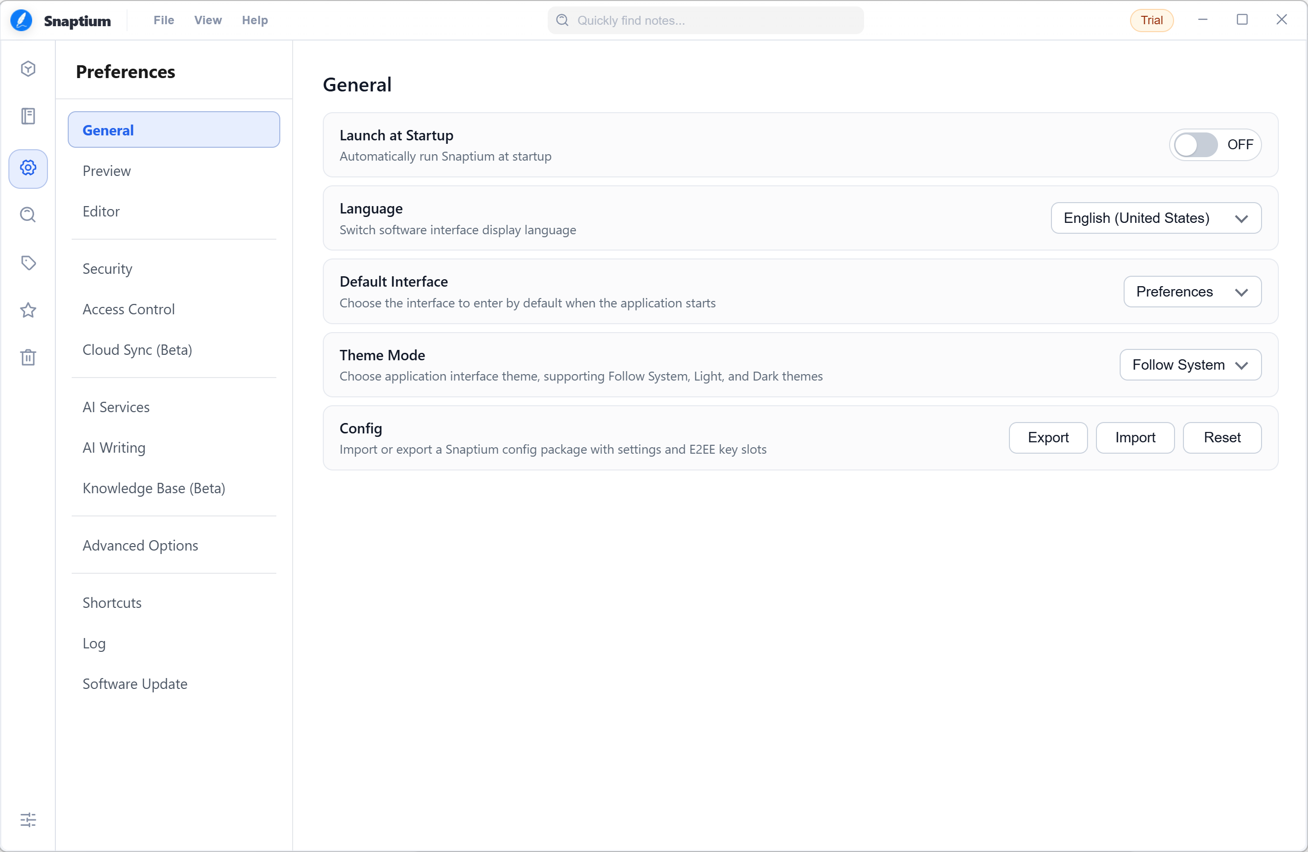 Snaptium Preferences