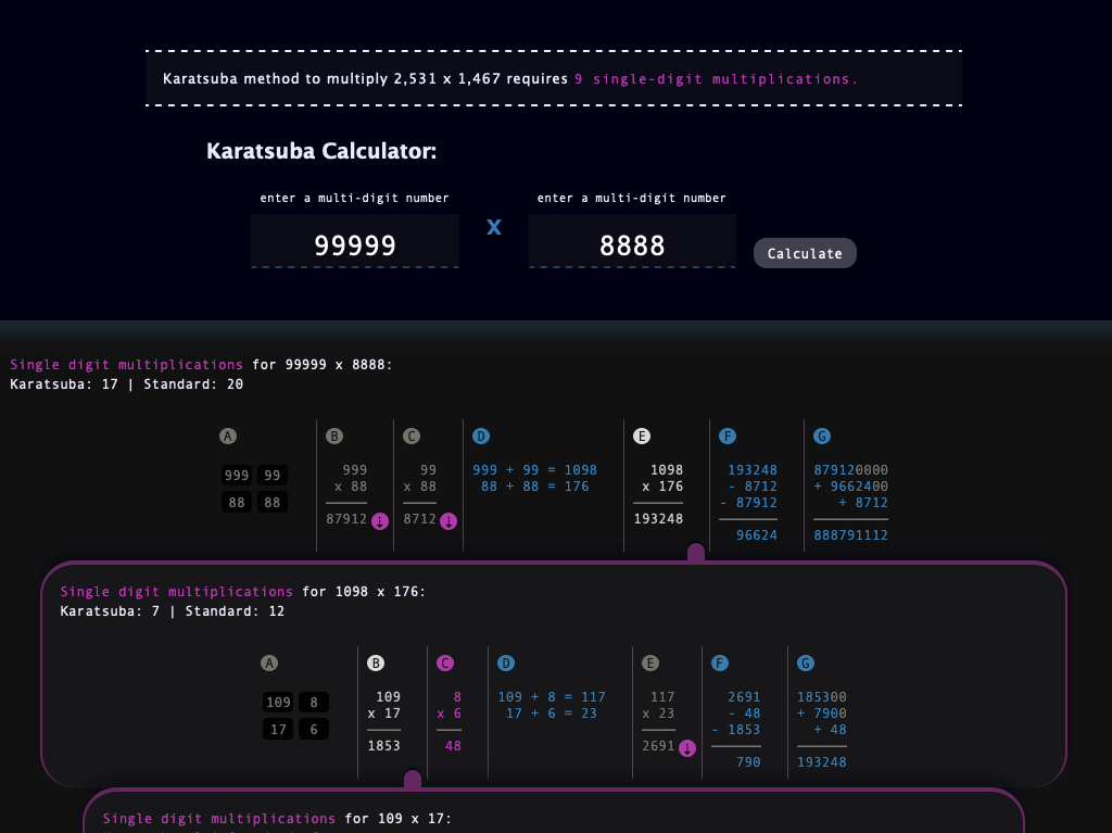 Karatsuba Calculator Preview Image