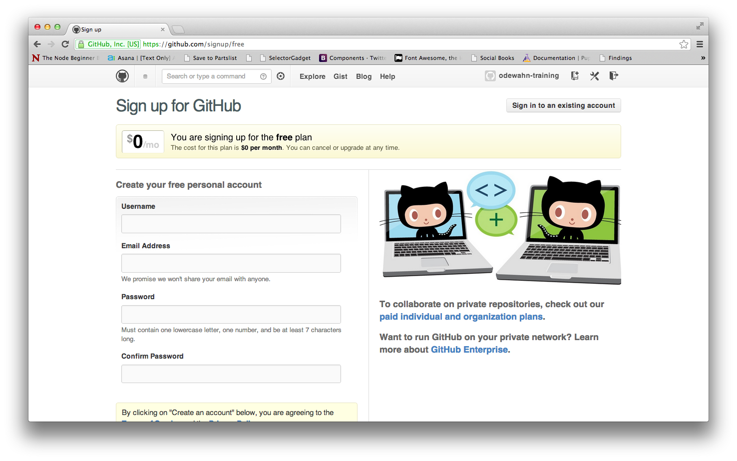 tutorial github signup