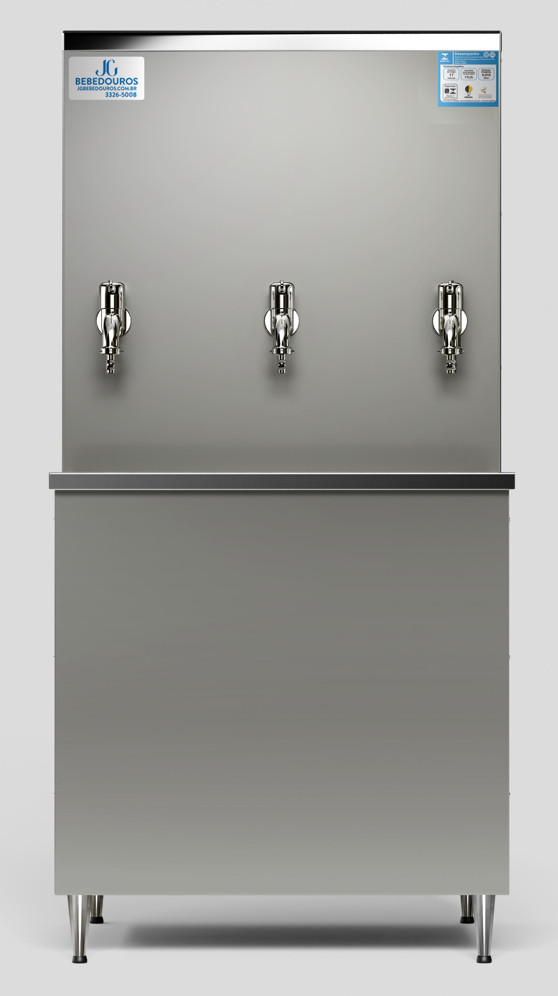 bebedouro 100 litros inox 3 torneiras robust angulo fontal