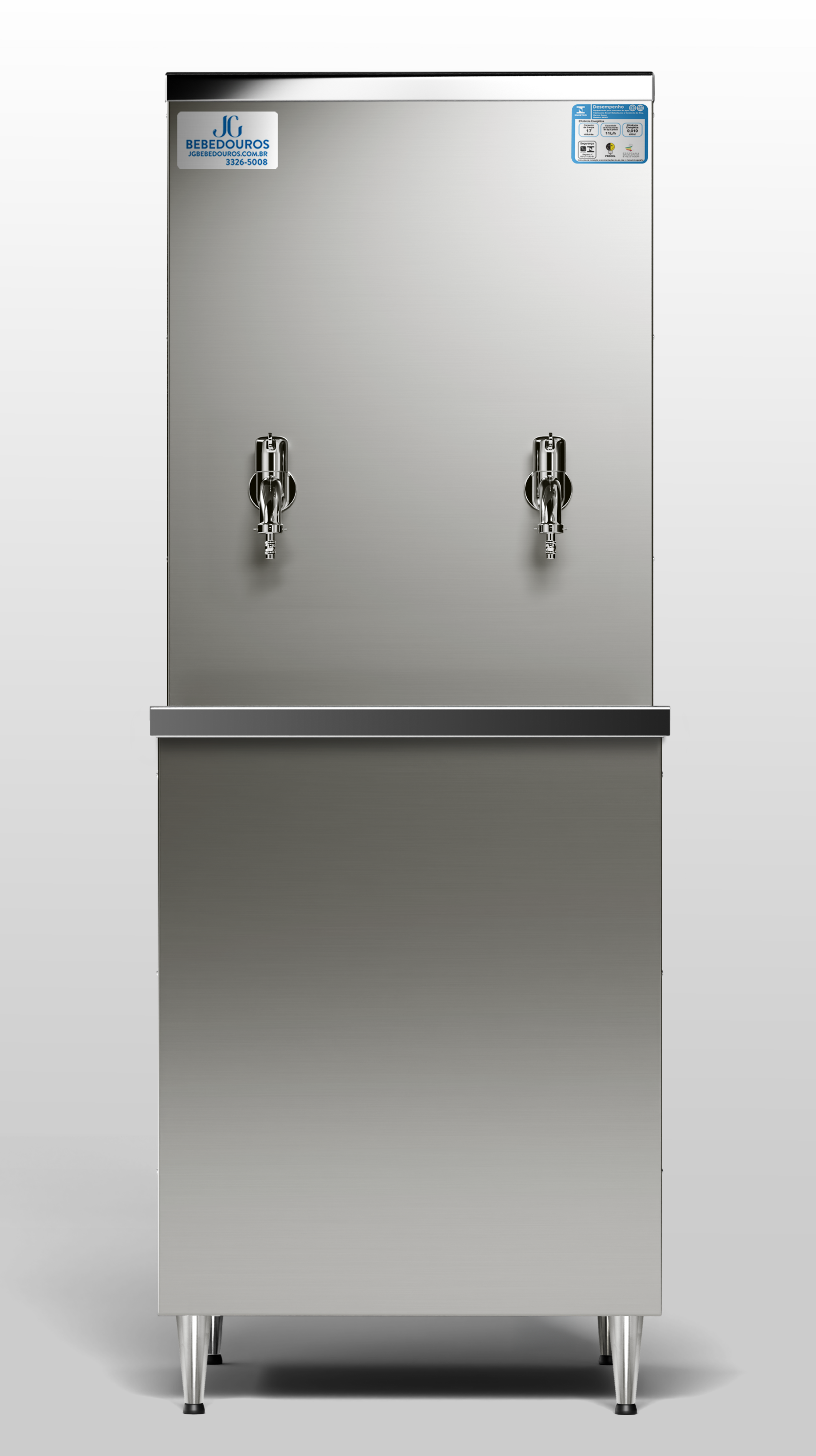 bebedouro industrial inox 2 torneiras 50 litros angulo frontal