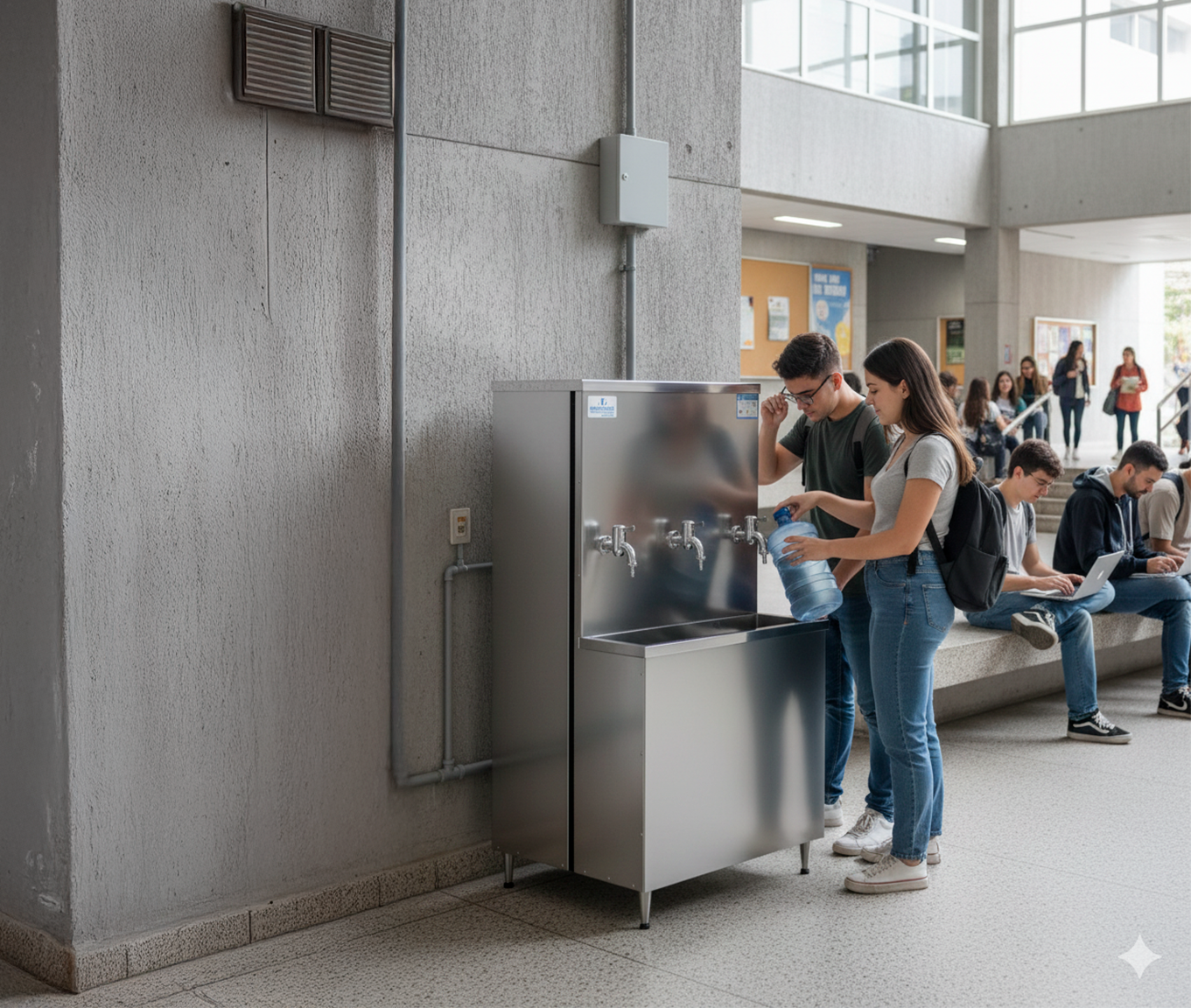 Bebedouro industrial inox 3 torneiras robust 100 litros ambiente faculdade 2