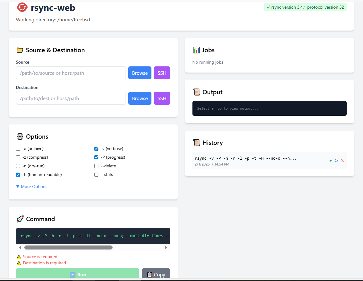 rsync-web screenshot