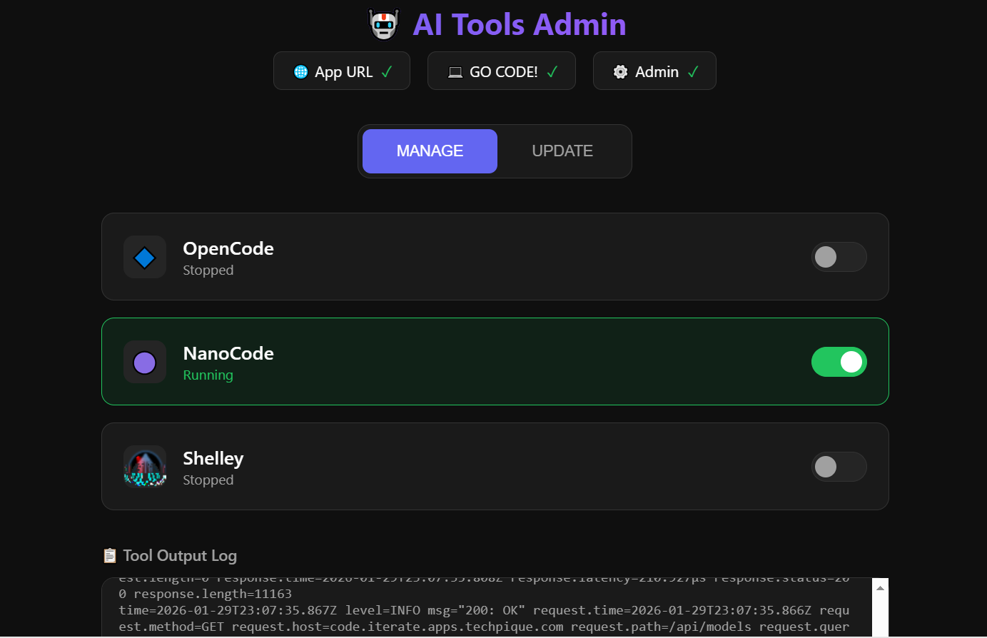AI Tools Admin - Manage
