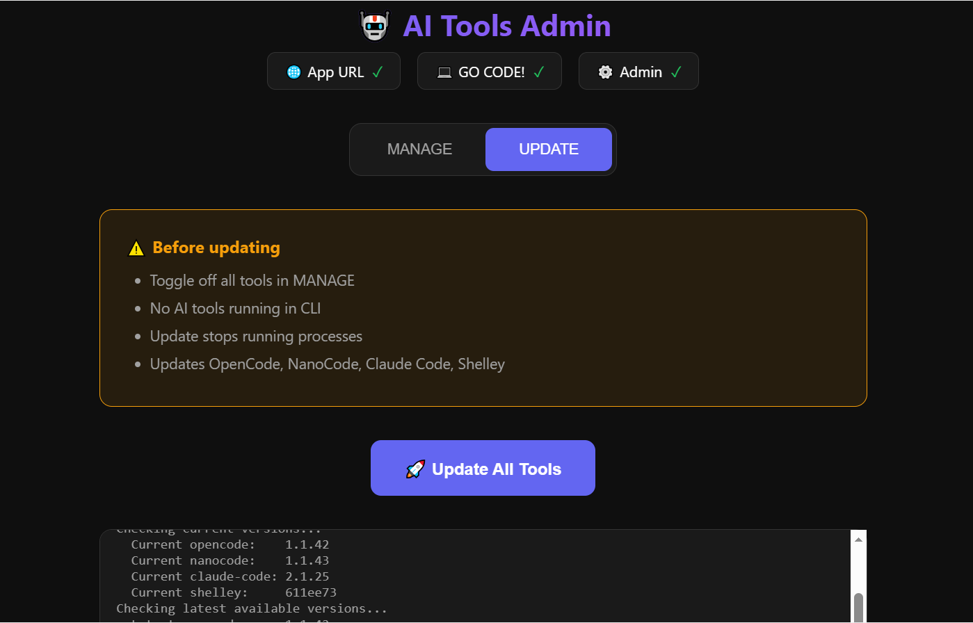 AI Tools Admin - Update