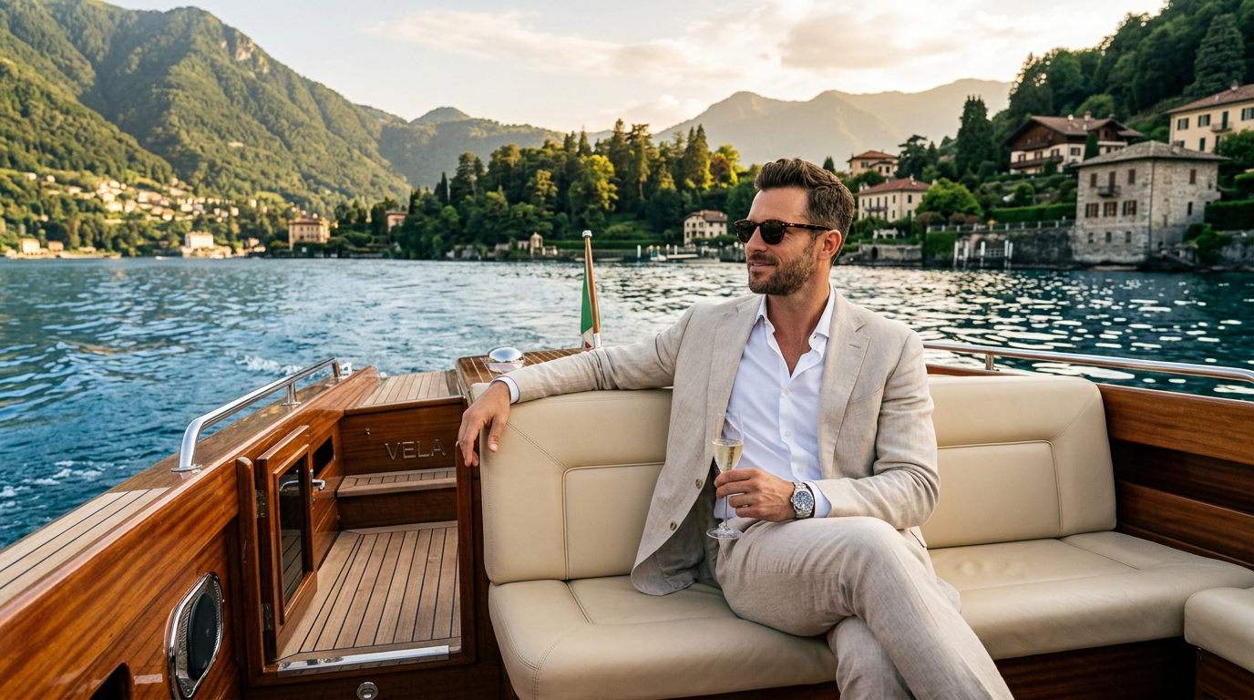 elegant man on a boat
