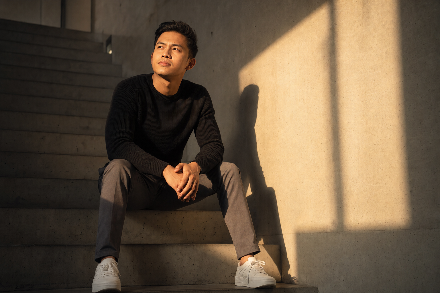 On the stairs