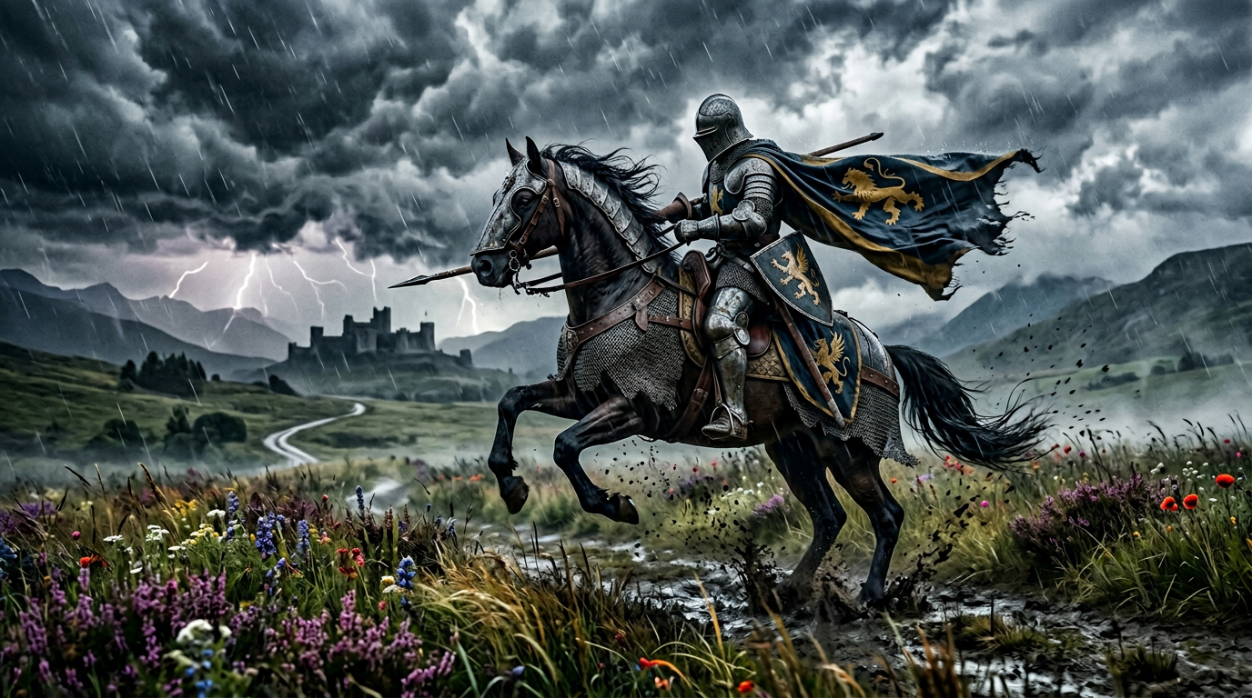 Epic Charge Through the Storm-Swept Meadow