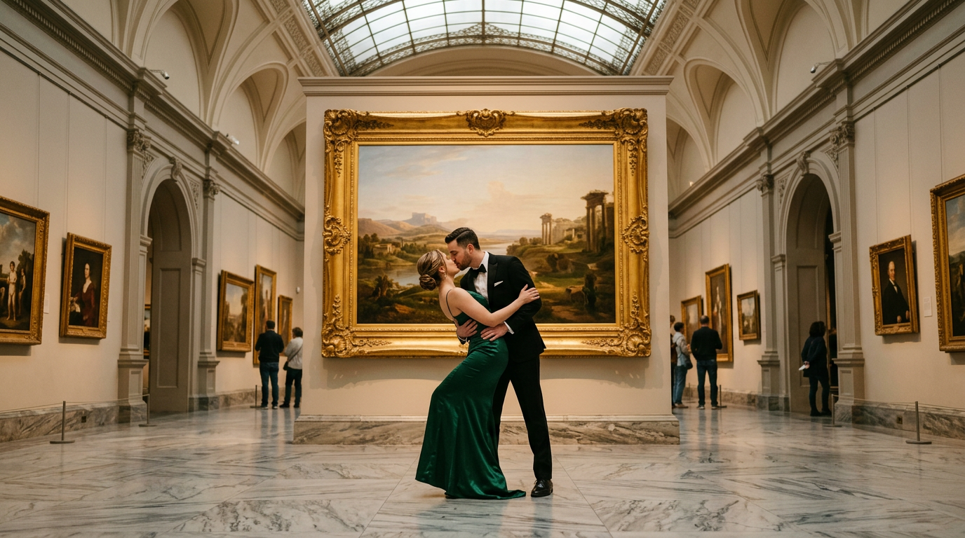Cinematic Romance in a Gallery