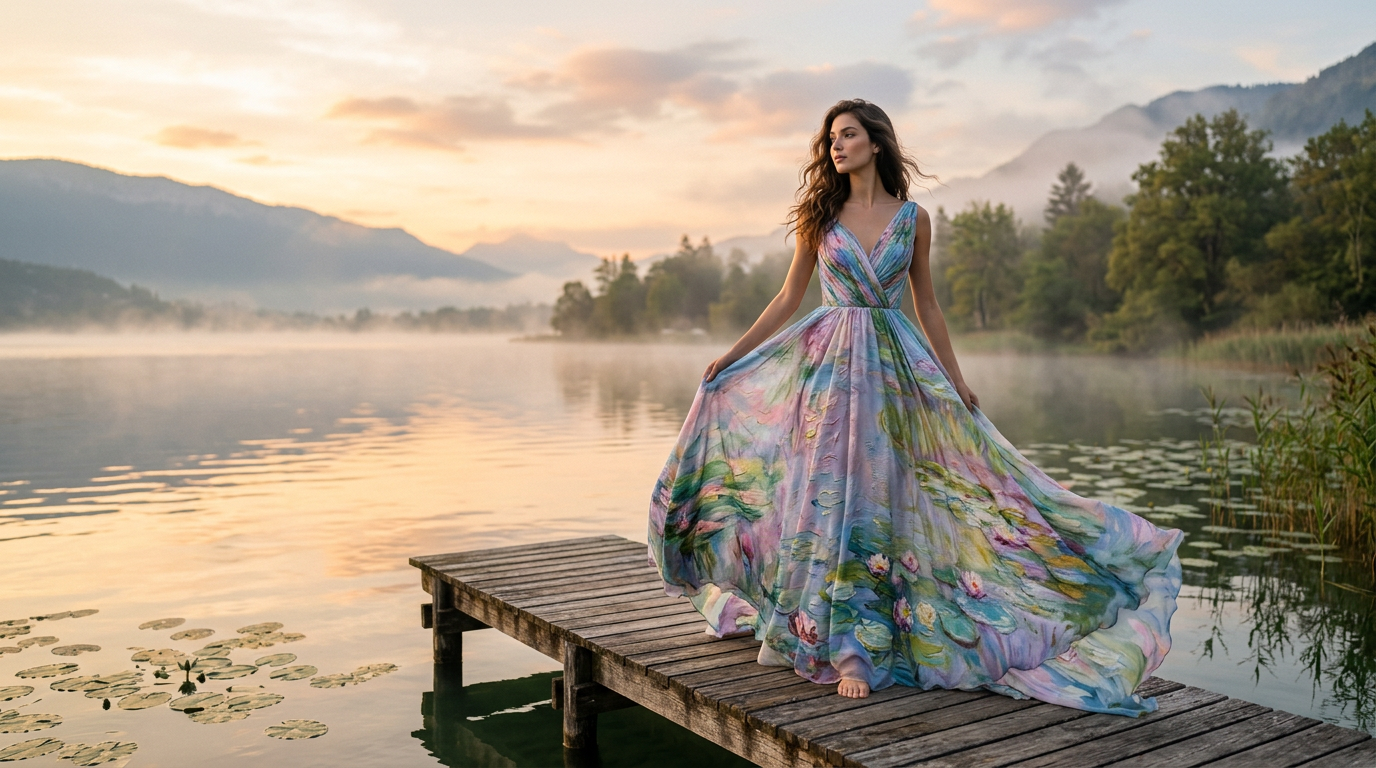 Living Art: The Monet Gown by the Lake