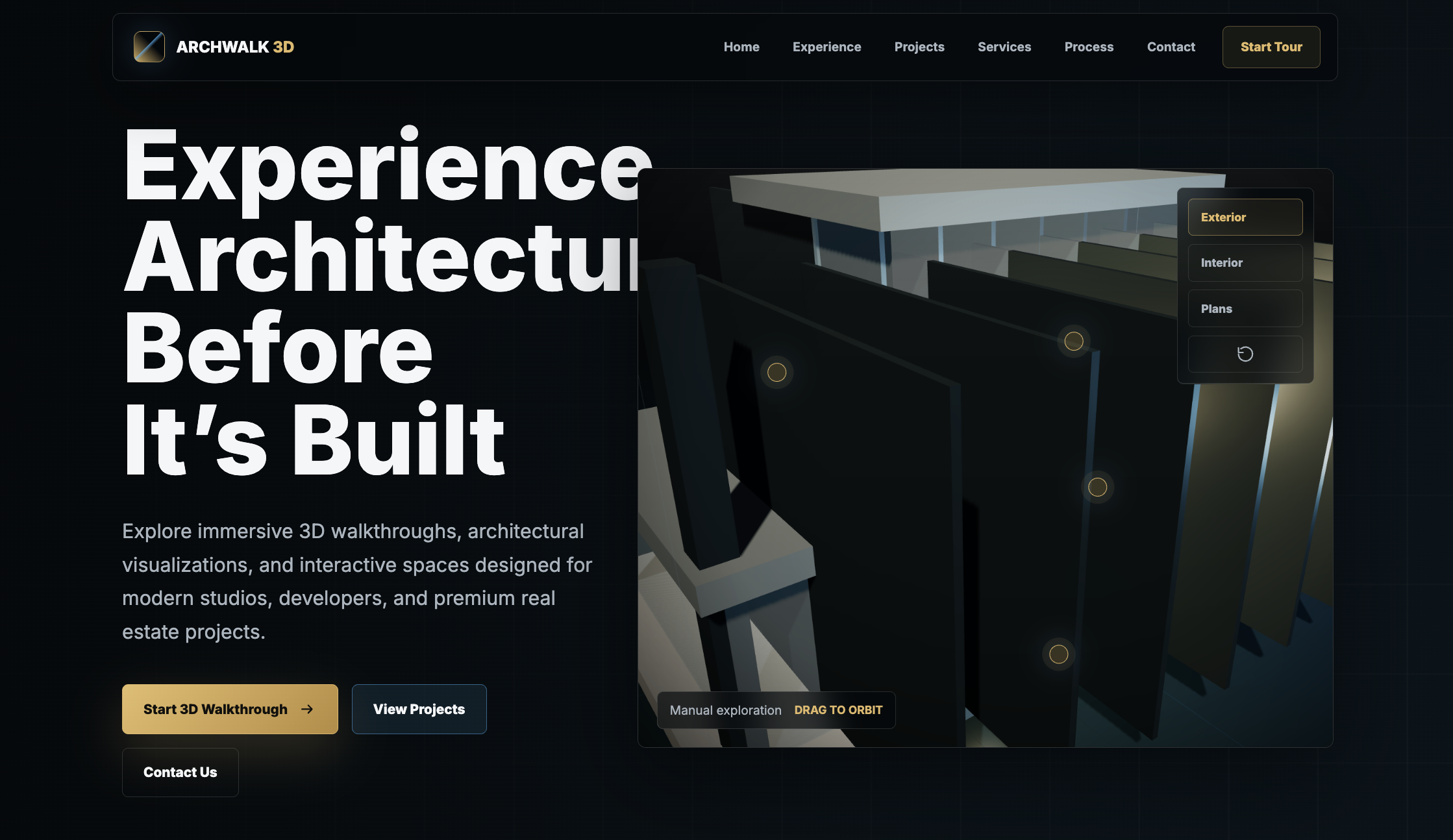 3D Architecture Portfolio — Concept discovery tour