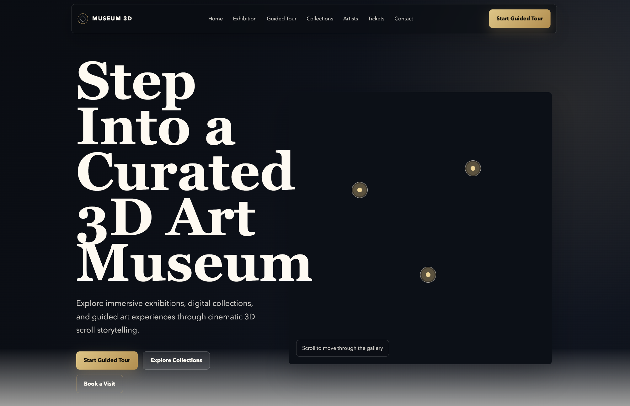 3D Art Museum with Guided Curation and Video Projections