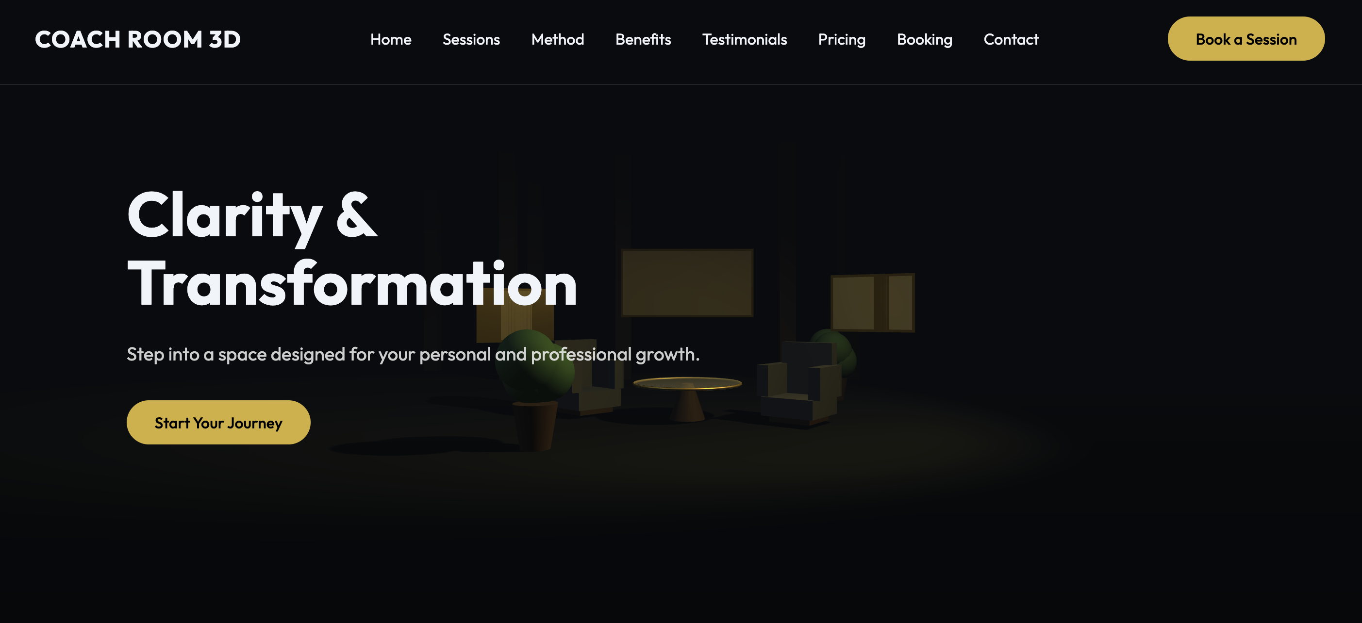 3D Freelance Landing for Coach with Session Room and Guided Videos