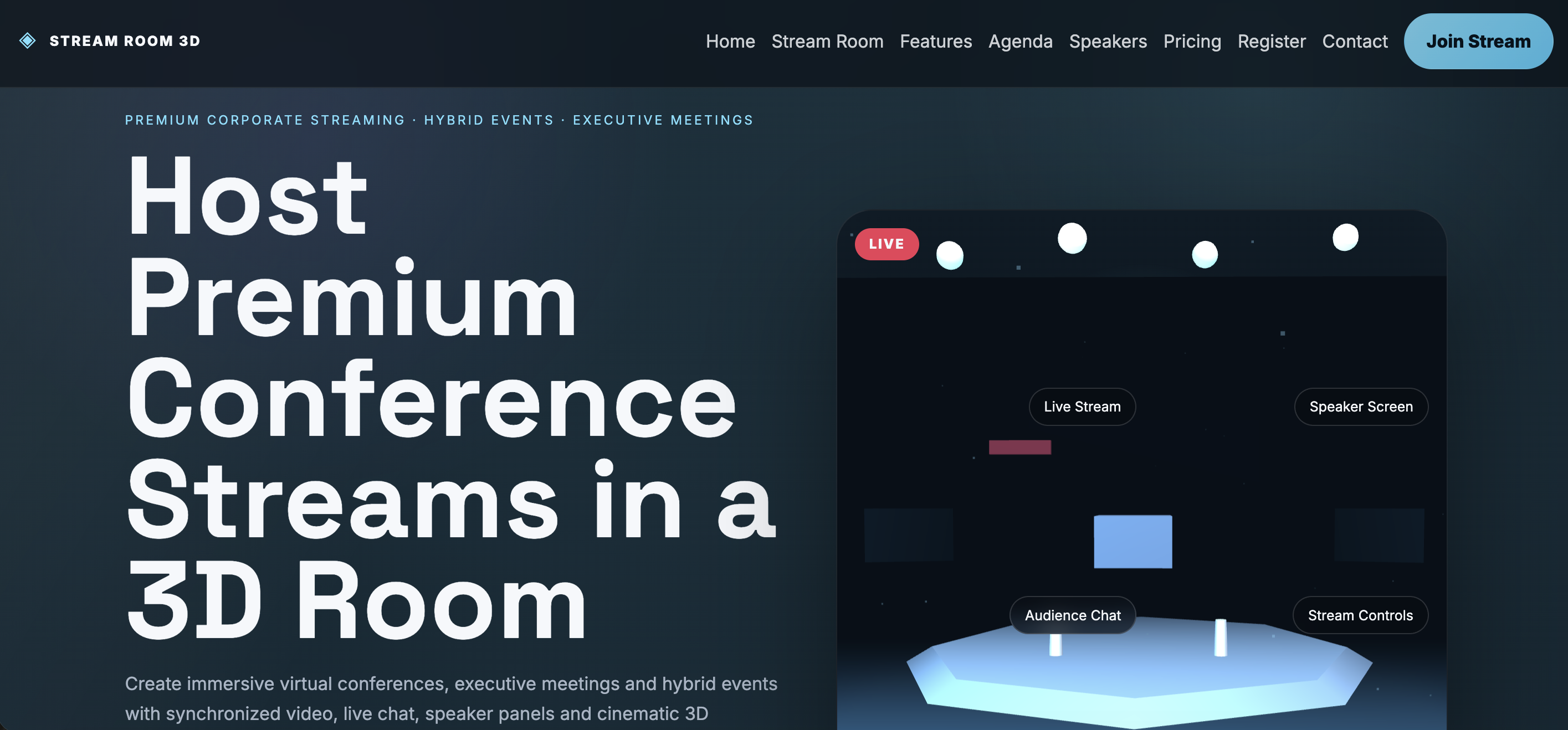 3D Light Mode Conference Room with Streaming and Highlight Clips