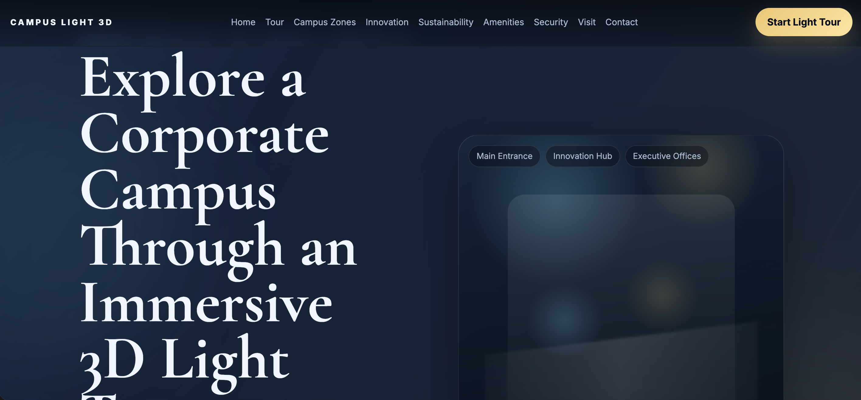 3D Light Mode Corporate Campus Tour with Explanatory Videos