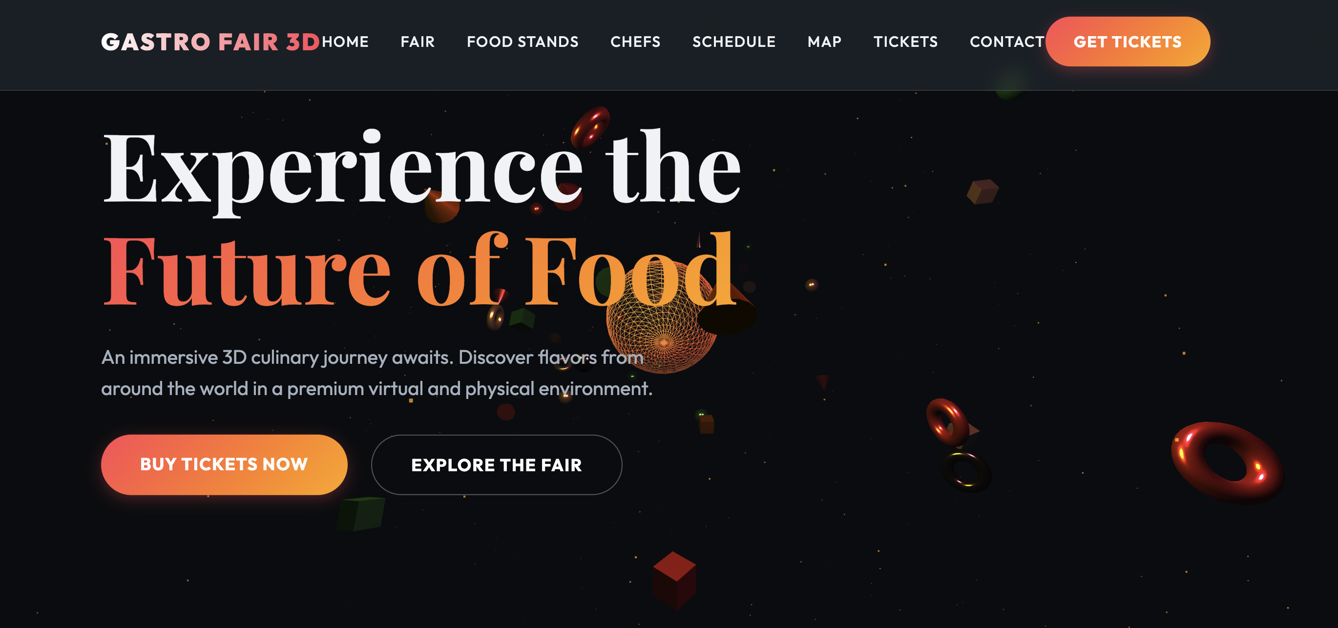 3D Gastronomic Fair with Stands, Recipe Videos and Table Reservations