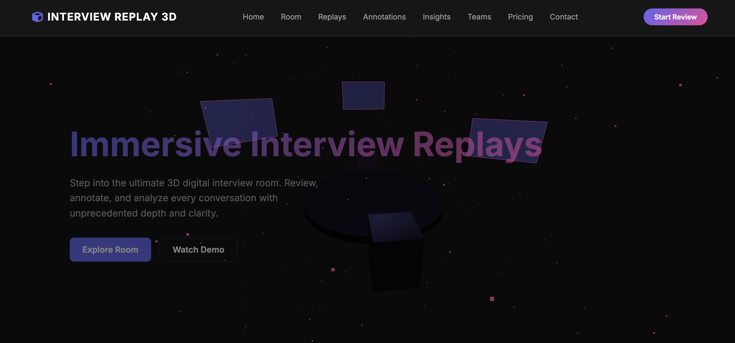3D Interview Room with Video Replays and Synchronized Annotations