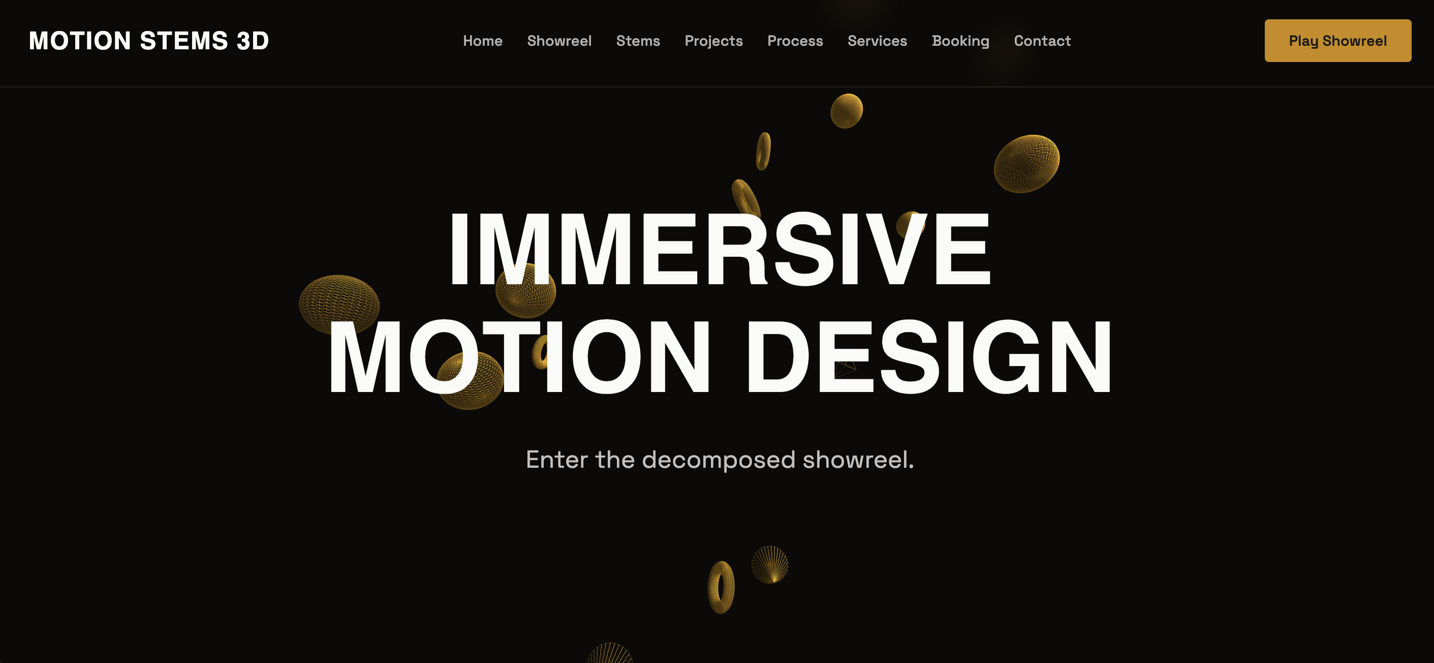 3D Freelance Portfolio for Motion Designer with Showreel Projections and Stem Control