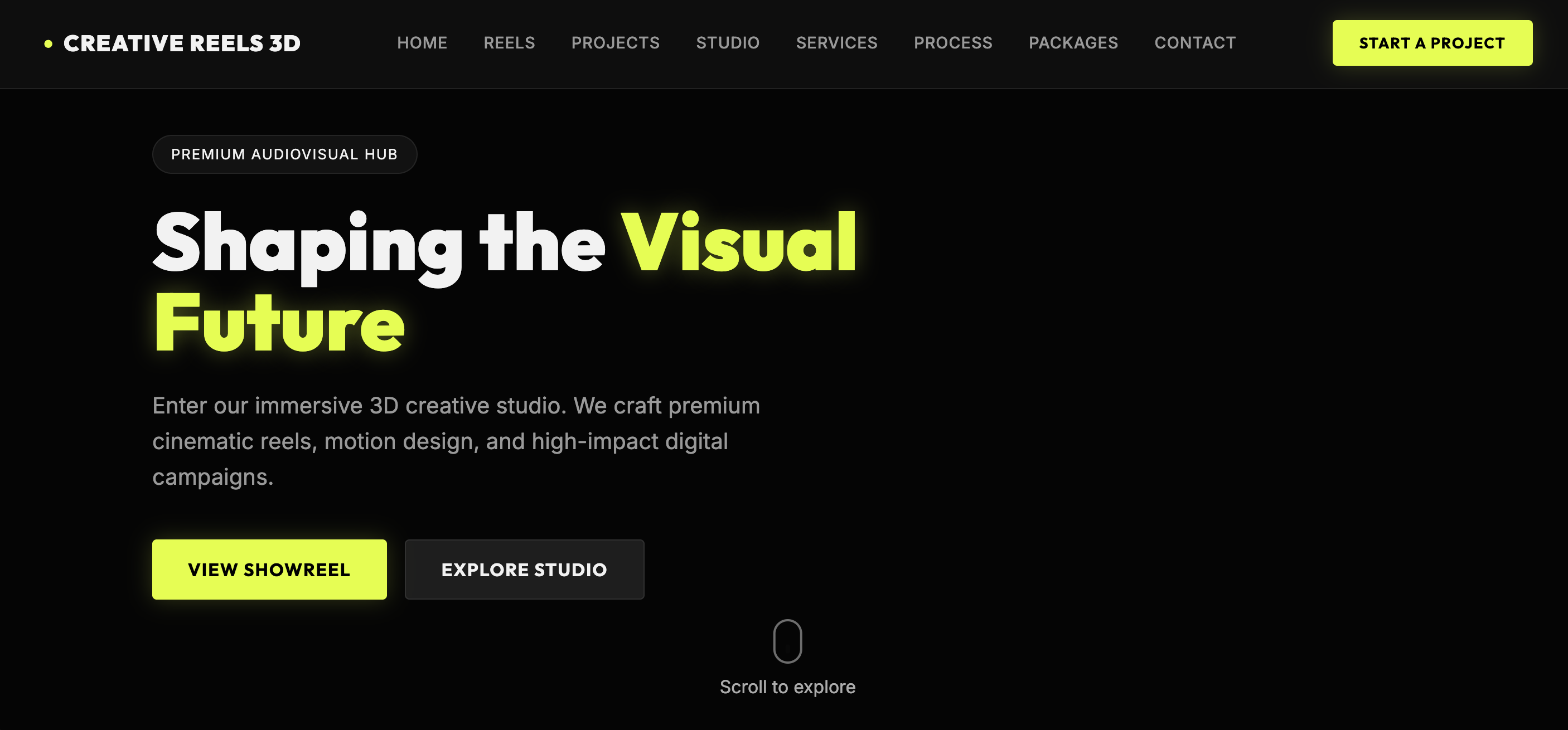 3D Portfolio for Creative Studio with Video Reels