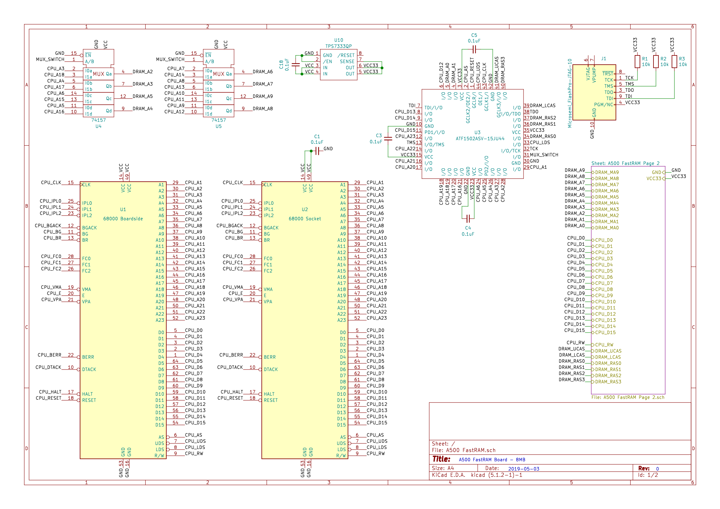 A500 8MB FastRAM Board - Schematic Page 1