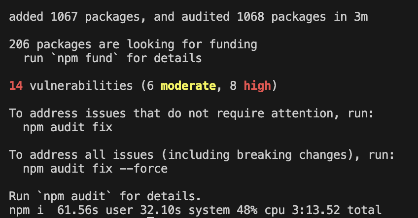 npm clean install(61s)