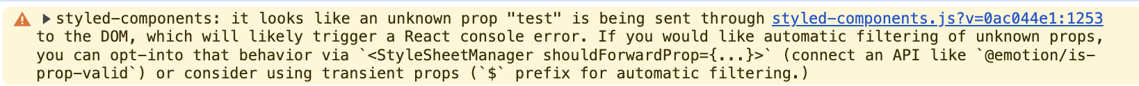 Unknown props warning